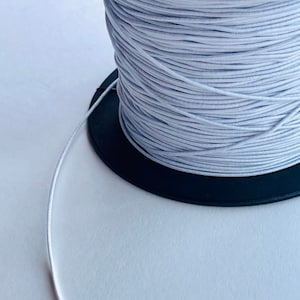 Round elastic 1mm for face masks - white or black - sold by the meter