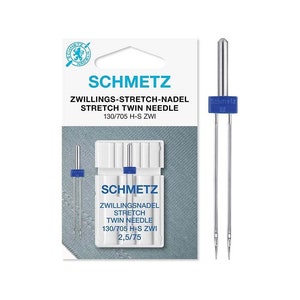 Aiguilles doubles SCHMETZ 130/705 pour tissus tricotés - Aiguilles de la plus haute qualité pour machines à coudre ordinaires