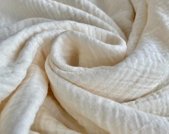 Double gauze | Cream white | Muslin fabric | 100% cotton fabric | Sold by half meter