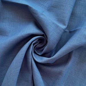 Jeans Blue Washed Linen Fabric: Soft 100% Flax (Half Meter)