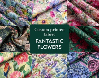 Cotton, Jersey, French terry, Rib knit, Softshell, Fleece and more | Printed fabric of floral designs | Choose your design | Sold by meters