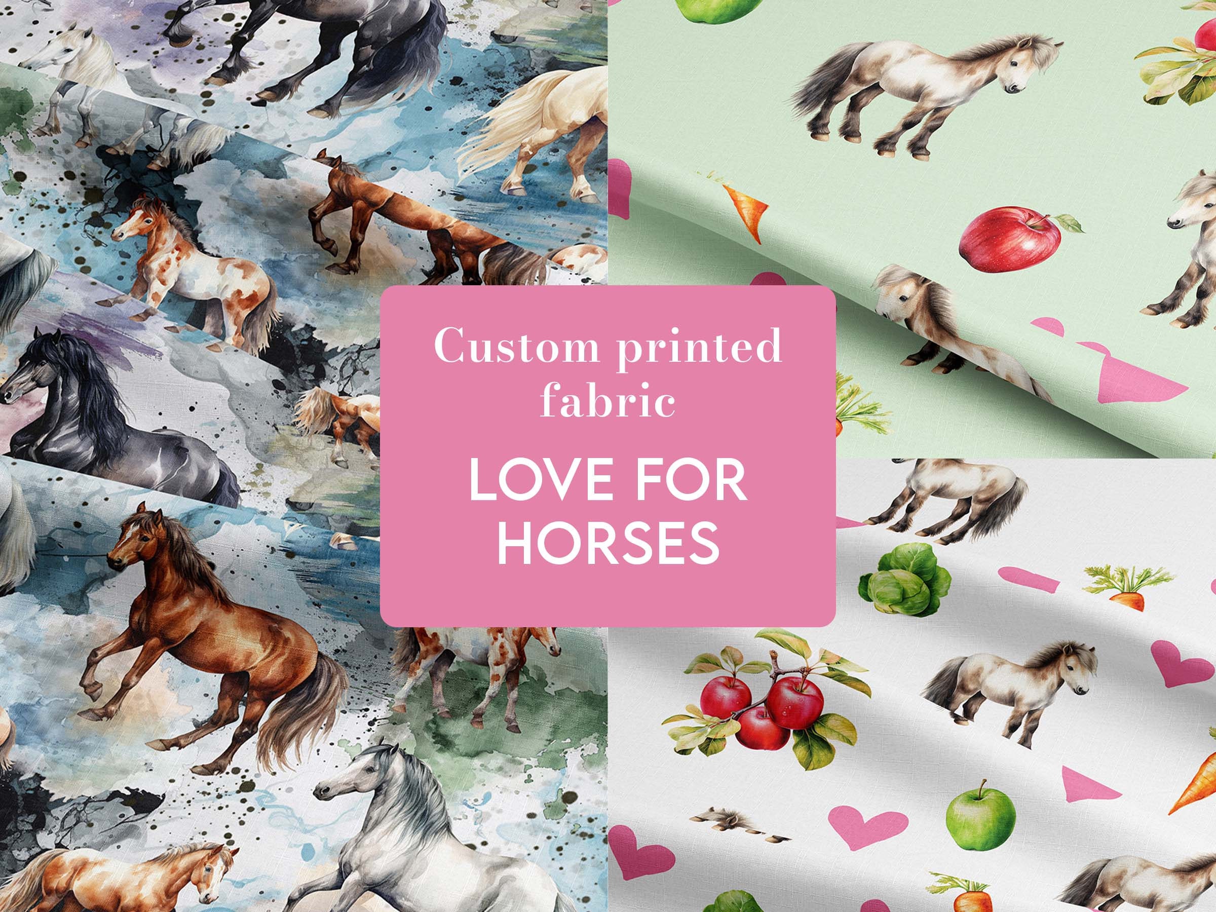 Hilco Kinderstoff Pferde Baumwolle Kids Farm Horses Hilco Grün