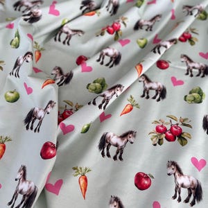 Jersey knit fabric | Pony Love | Soft and stretchy cotton knit with unique design | Sold by half meter