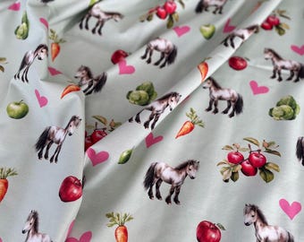 Pony Love Jersey Knit Fabric: Soft Cotton Blend, Baby Clothing