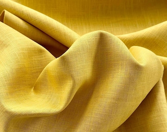 Washed Linen Fabric | Light Yellow Soft 100% Flax Textile (Sold by Half Meter)