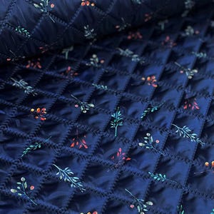 Quilted Water Repellent Fabric | Twigs in the Night, Silicon Wadding (Half Meter)
