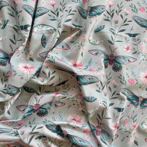 Jersey knit fabric | Moth dance | Soft and stretchy cotton knit | Sold by half meter