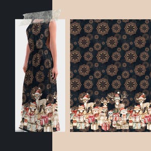 Christmas Fabric Design Panel | Jersey, Double gauze, Cotton, Bamboo, French terry | Printed on demand | Length 150cm