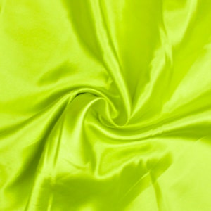 Neon Green Polyester Satin Fabric: Lightweight Drape, Sold by Half Meter