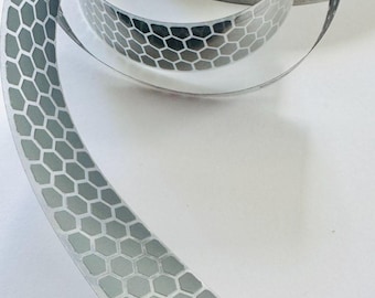 Reflective iron-on ribbon - sold by meters - honeycomb pattern