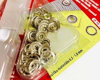 Nickel Press Fasteners Set: 10mm, for Light Fabrics with Tool