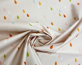 Raindrop Raincoat Fabric: Beige Polyester, Stroller & Dog Coats (Half Meter)
