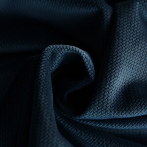 Soft Velvet fabric with modest brick pattern Dark blue color