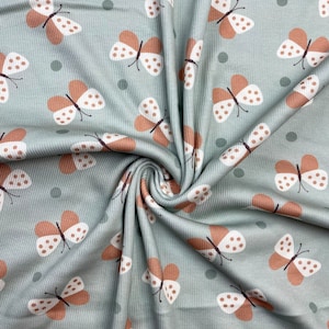 Butterfly Rib Knit Fabric: Dusty Teal Cotton Spandex, 240gsm (Half Meter)