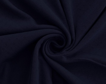 Dark Blue Pointelle Cotton Jersey Knit Fabric: Lightweight Baby Clothing Material