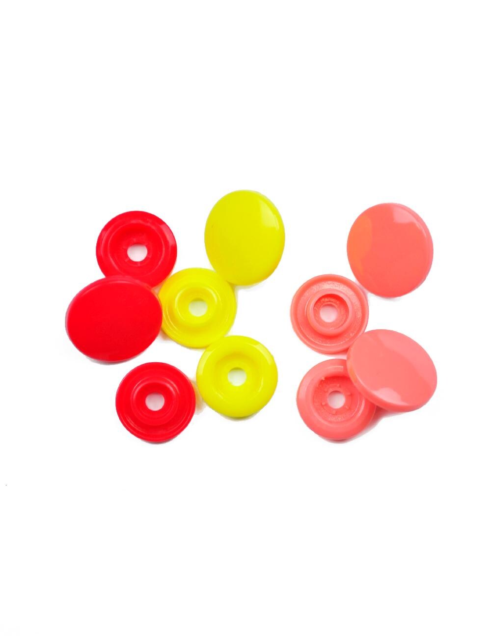Set di 30 bottoni automatici 100% plastica Rosa viola 12 mm