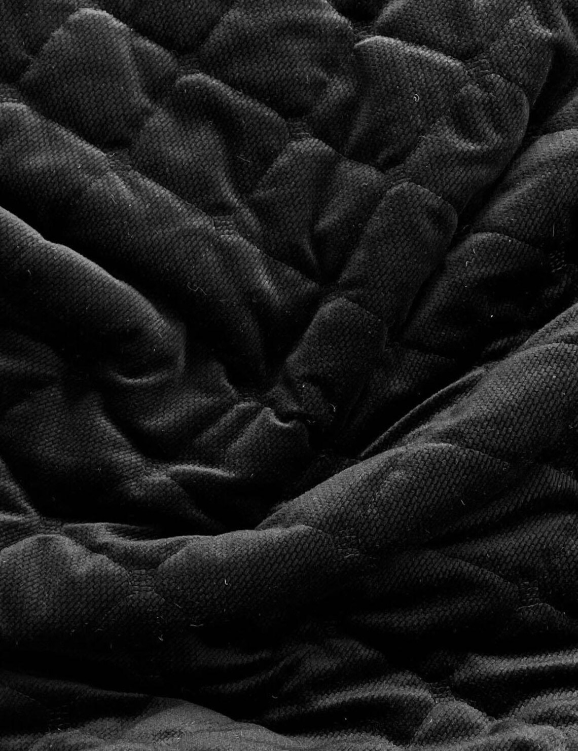Quilted Velvet Fabric: Black Color, Light Padding - by the Half Meter ...