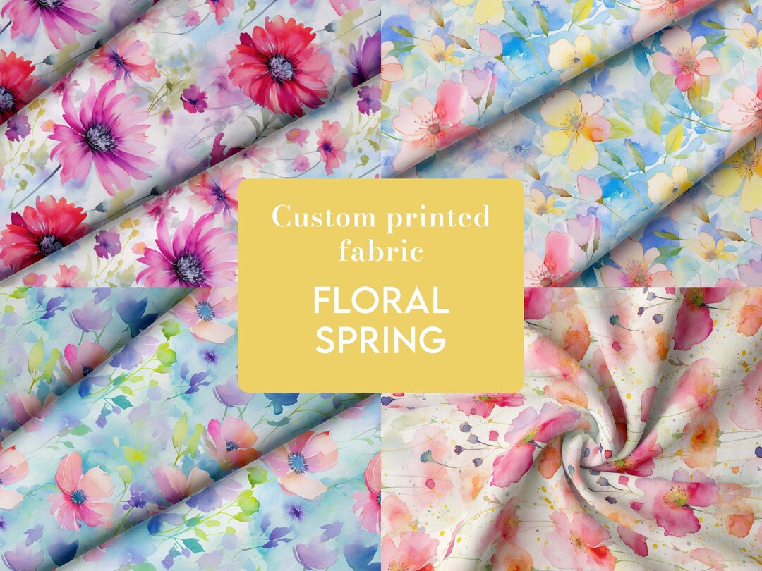 Spring Fabric Material Floral Spring Printed Fabric: Choose Your Base - Sold by Meter - Etsy