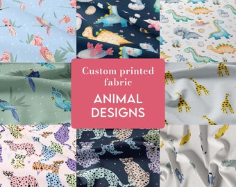 Cotton, Jersey, French terry, Rib knit, Softshell, Fleece and more | Printed fabric with animals | Choose your design | Sold by meters