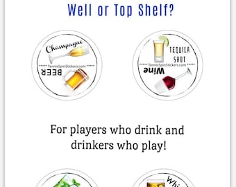 Tennis Christmas Gifts, 4 Spin Stickers for Racket Tennis Butts, Tennis Gift Ideas, Tennis and Wine, Fun Tennis Gifts,
