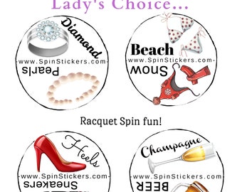 Tennis Stickers for women, Spin Stickers for Racket Tennis Butts, Racquet spinners for Women, Birthday, Captains or Partner Gifts!