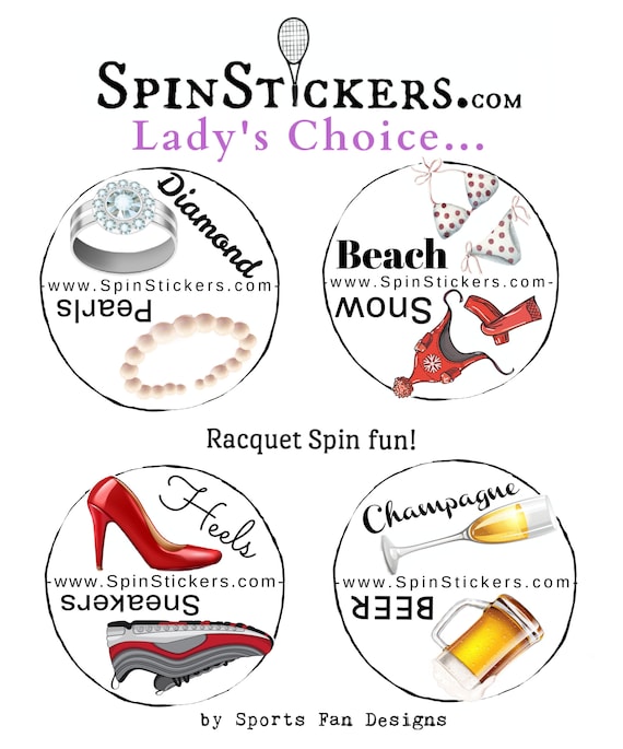 Tennis Stickers for women, Spin Stickers for Racket Tennis Butts, Racquet spinners for Women, Birthday, Captains or Partner Gifts!