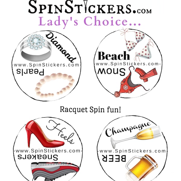 Tennis Stickers for women, Spin Stickers for Racket Tennis Butts, Racquet spinners for Women, Birthday, Captains or Partner Gifts!