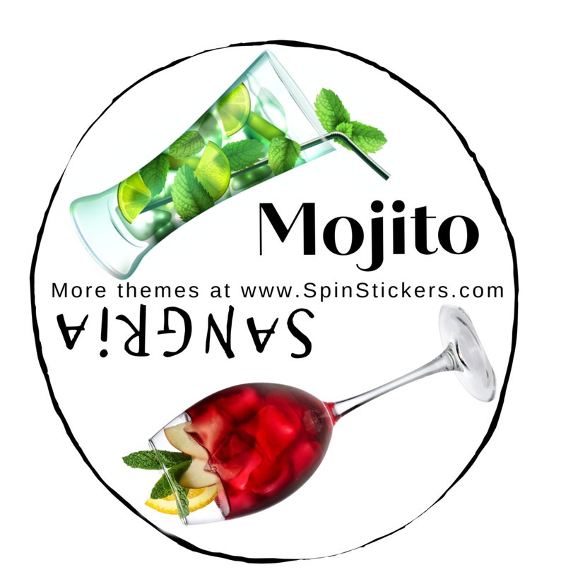 4 Tennis Stickers, Spin Stickers for Racket Tennis Butts, Racquet spinners "Girls Night Out" color, Tennis and Wine, Fun Tennis Gifts, image 2