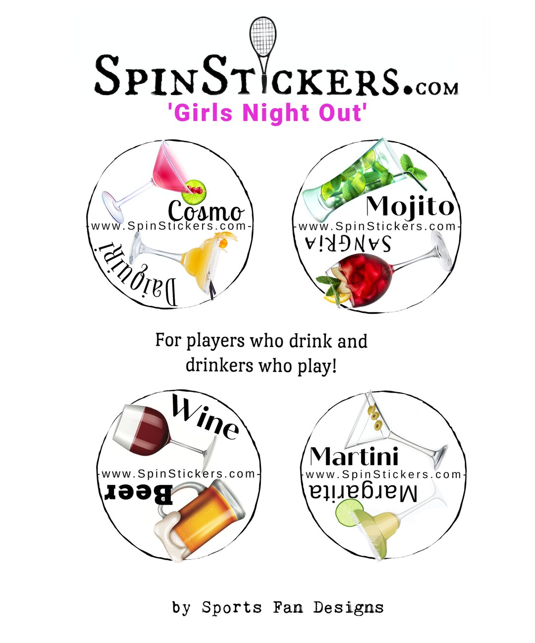4 Tennis Stickers, Spin Stickers for Racket Tennis Butts, Racquet