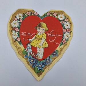 Vintage American Valentines Day Card Heart Shaped Floral Design Collectible USA