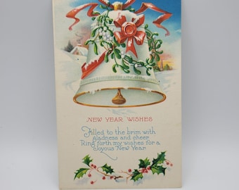 Vintage New Year Wishes Postcard 1930 With U.S. Postmark & Stamp