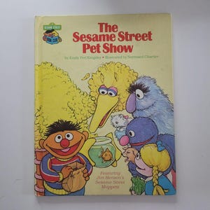 Sesame Street Pet Show Book vintage des années 1980 Muppets Jim Henson Big Bird Ernie