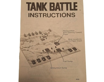 Manual de Instruções de Batalha de Tanques Milton Bradley 1975 Jogo Vintage do Exército de Montagem
