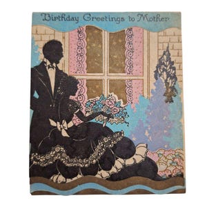 Birthday Greetings To Mother Vintage Card 1950s Folded Paper Flowers Embossed