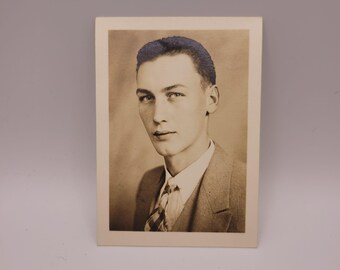 Vintage 1943 Portrait Photograph Donald Carlson Signed Original Black White