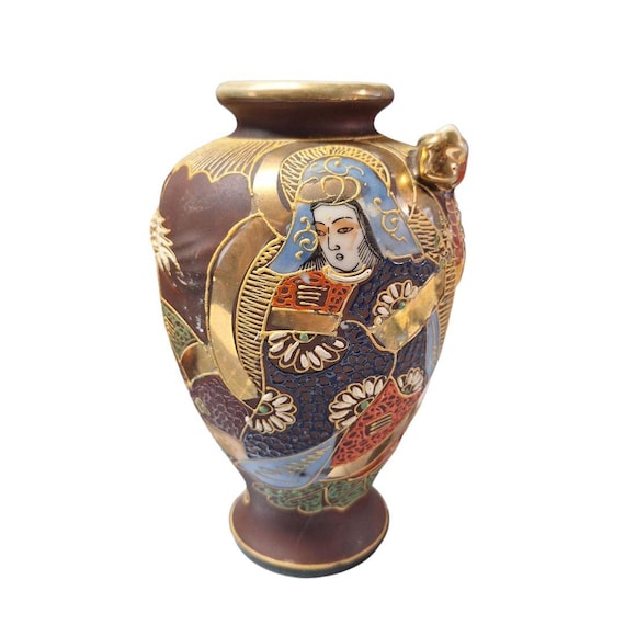 日本の龍陶器アート ゴールドアクセントペイント ヴィンテージ 高さ6.5 