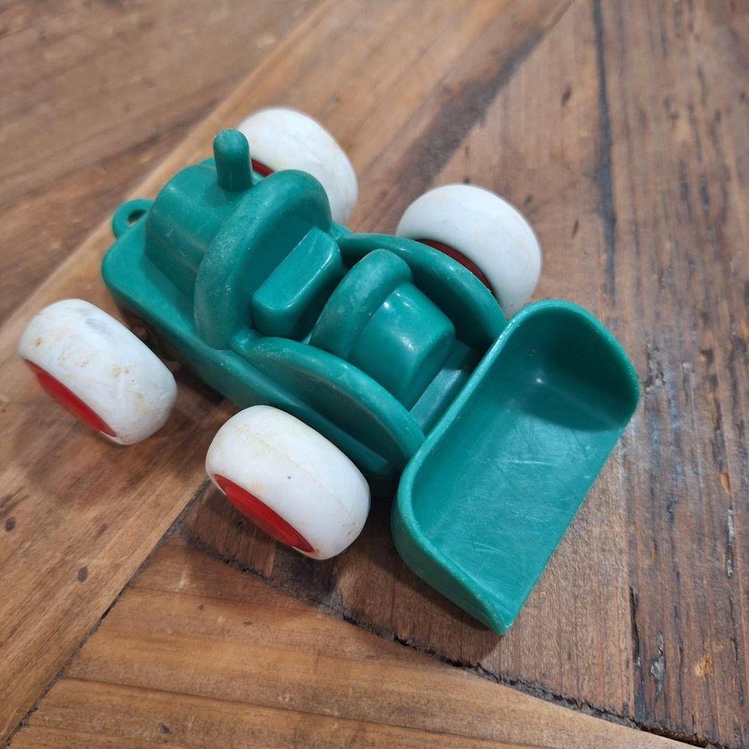 Viking Toys Sweden Bulldozer 1144 Green Play Vehicle Rubber Wheels