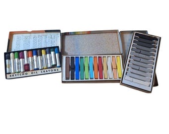 Vintage Milton Bradley Sketcho Oil Crayons Weber Costello Alphacolor Pastels