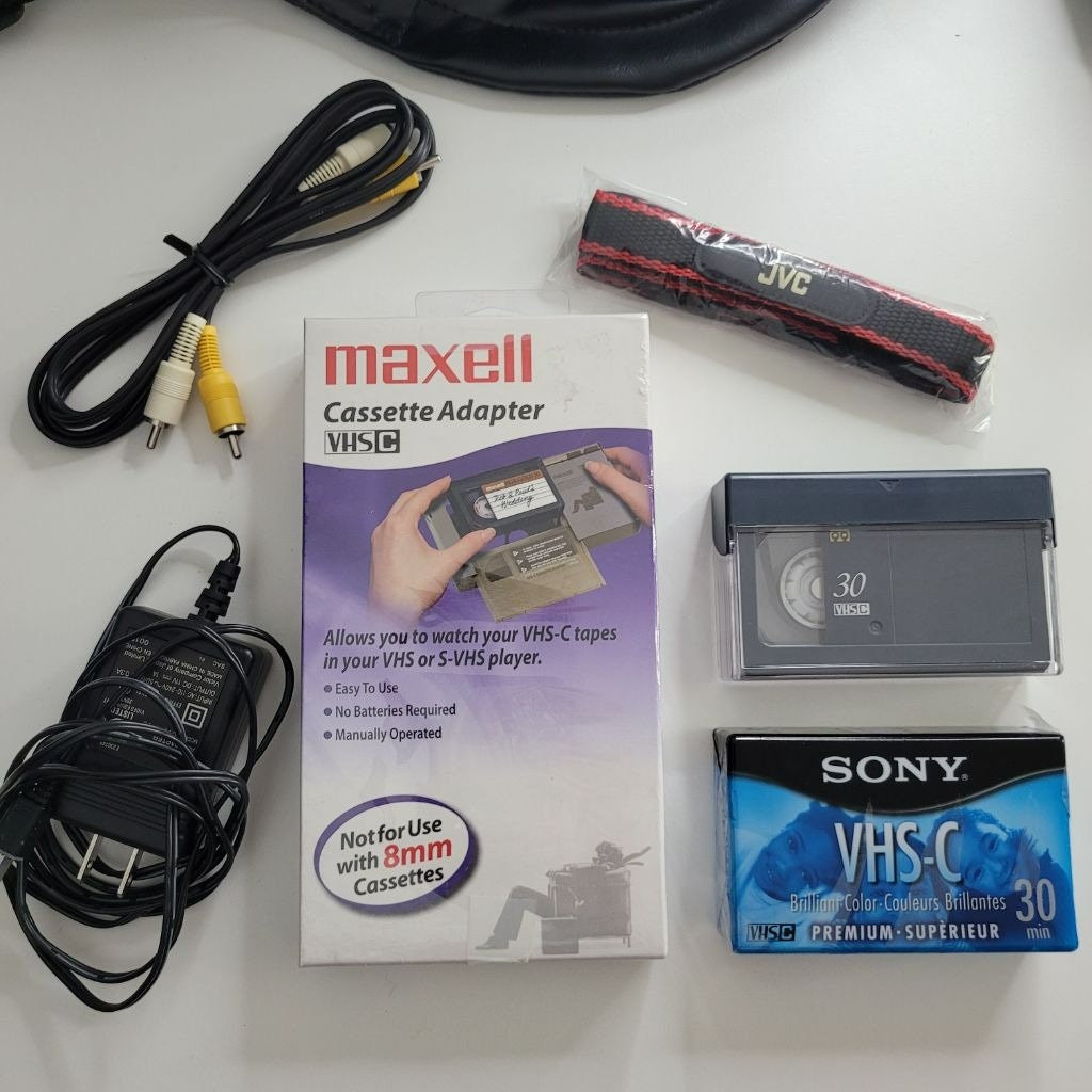 JVC Compact VHS Camcorder GR AXM18U Silver With Bag Cords Tapes Vintage ...