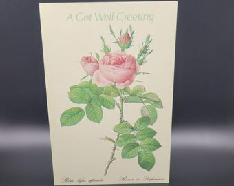 Vintage Fantusy Gute Besserung Karte Umschlag Rosa Rosen Gute Besserung Unbenutzt