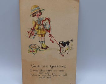 Vintage Valentines Day Postcard True Love Greetings Made In USA Early 1900s Art
