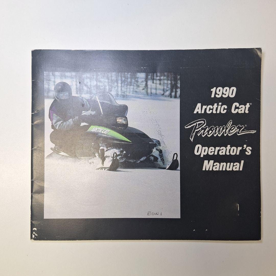 Arctic Cat Prowler Manual Book 1990 Operator Vintage Snowmobile