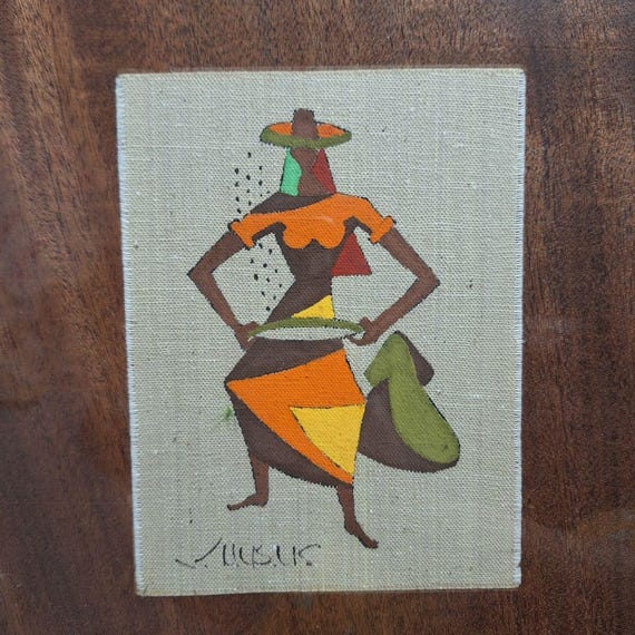 Vintage Virgilio Nabais Artwork Brazilian Woman Farmer Framed 15 X