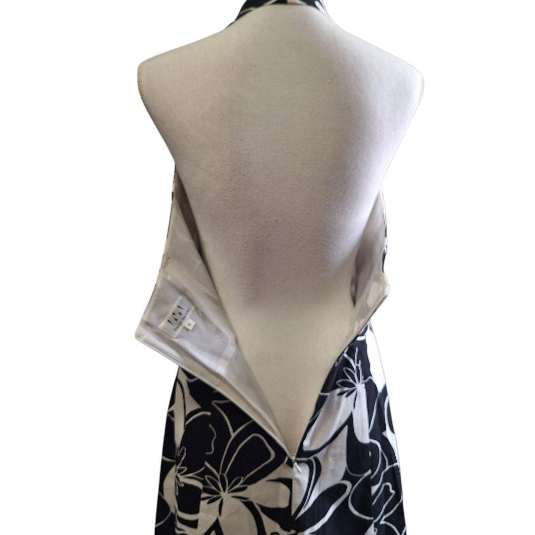 Vintage David Meister Dress Halter Womens 8 Gown Black White Zip Back USA Made Vintage David Meister Dress Halter Womens 8 Gown Black White Zip Back USA Made