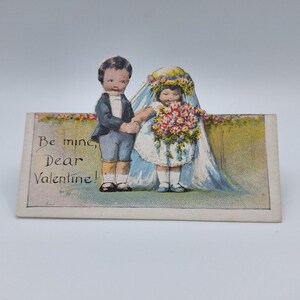 Vintage Valentine Cutout Card Wedding Scene Small Paper Tiny Ephemera Journal