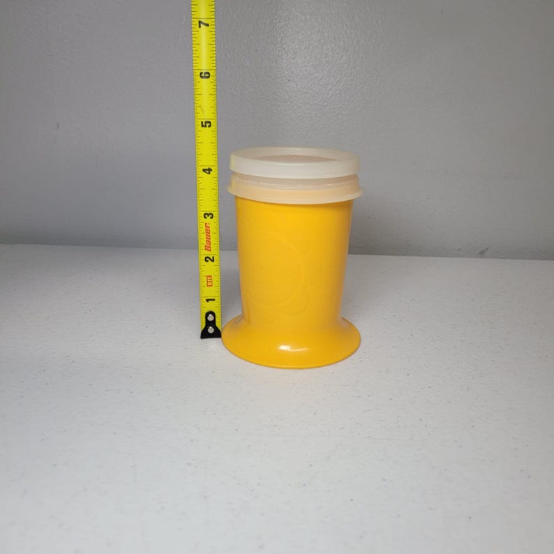 Vintage Tupperware Kids Cup Sippy Lids Yellow Flower 1318-8 Weighted Base image 7