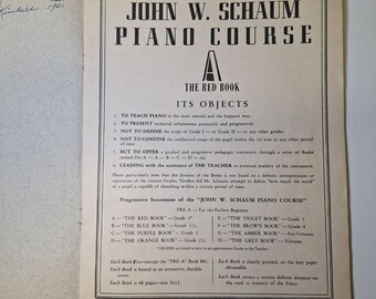 Piano Course Red Book A Schaum Music Vintage Education Teach 1945
