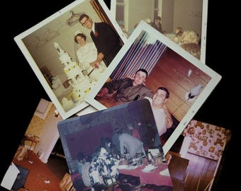 Kavel van 6 vintage foto's kortstondige bruiloft kleurenfoto's jaren 60 en 70