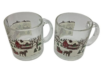 Libbey Glass Coffee Mug Cup Nostalgic Winter Village Cider Hot Chocolate Holiday
