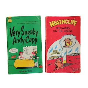 Heathcliff Andy Capp Comic Paperback Books Set of 2 1969 1981 Cat Funny Vtg Couple